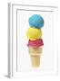 Ice Cream Cone with Scoops of Different Coloured Ice Cream-Kai Stiepel-Framed Photographic Print