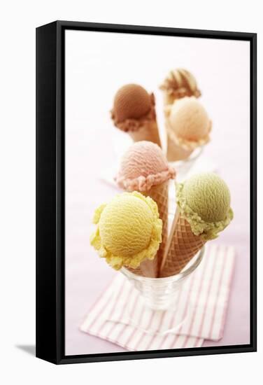 Ice Cream Cones with Different Flavours of Ice Cream-Marc O^ Finley-Framed Stretched Canvas