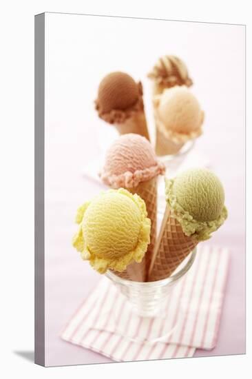 Ice Cream Cones with Different Flavours of Ice Cream-Marc O^ Finley-Stretched Canvas