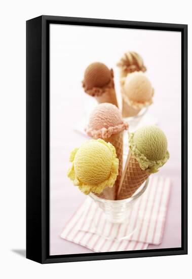 Ice Cream Cones with Different Flavours of Ice Cream-Marc O^ Finley-Framed Stretched Canvas