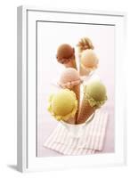 Ice Cream Cones with Different Flavours of Ice Cream-Marc O^ Finley-Framed Photographic Print