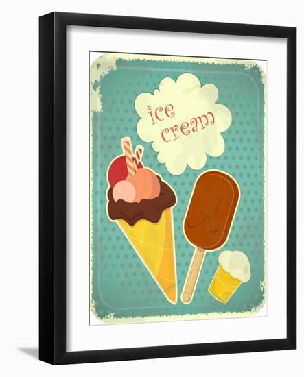 Ice Cream Retro Poster-elfivetrov-Framed Art Print