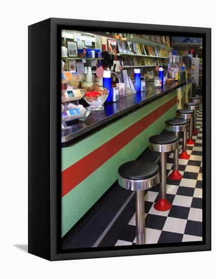 Ice Cream Soda Fountain, Apalachicola, Florida, USA-Joanne Wells-Framed Stretched Canvas