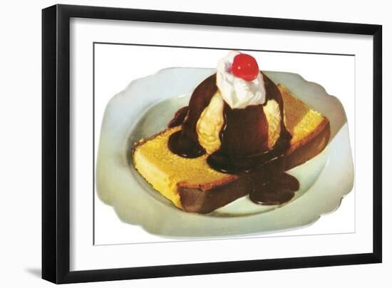 Ice Cream Sundae on Pound Cake-null-Framed Art Print