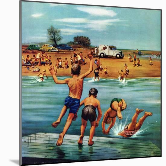 "Ice Cream Truck at the Beach", July 31, 1954-Stevan Dohanos-Mounted Giclee Print