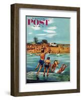 "Ice Cream Truck at the Beach" Saturday Evening Post Cover, July 31, 1954-Stevan Dohanos-Framed Giclee Print