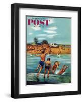 "Ice Cream Truck at the Beach" Saturday Evening Post Cover, July 31, 1954-Stevan Dohanos-Framed Giclee Print