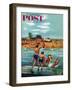 "Ice Cream Truck at the Beach" Saturday Evening Post Cover, July 31, 1954-Stevan Dohanos-Framed Giclee Print