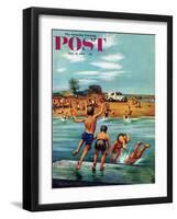 "Ice Cream Truck at the Beach" Saturday Evening Post Cover, July 31, 1954-Stevan Dohanos-Framed Giclee Print