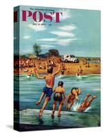 "Ice Cream Truck at the Beach" Saturday Evening Post Cover, July 31, 1954-Stevan Dohanos-Stretched Canvas