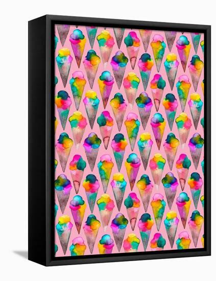 Ice Creams Cones Pink-Ninola Designs-Framed Stretched Canvas