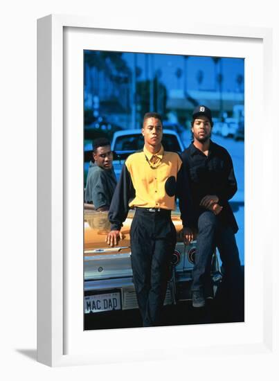 ICE CUBE; CUBA GOODING JR.. "BOYZ N THE HOOD: INCREASE THE PEACE" [1991] (BOYZ N THE HOOD), dire...-null-Framed Photographic Print