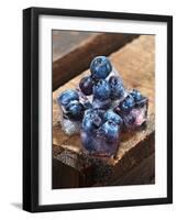 Ice Cubes with Blueberries on a Wooden Table-Chris Schäfer-Framed Photographic Print