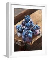 Ice Cubes with Blueberries on a Wooden Table-Chris Schäfer-Framed Photographic Print