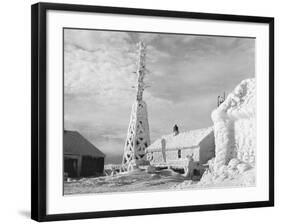Ice Encrusted Building Atop Mount Washington-null-Framed Photographic Print