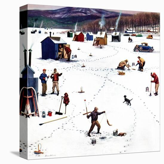 "Ice Fishing Camp", January 12, 1957-Stevan Dohanos-Stretched Canvas