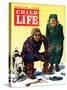 Ice Fishing - Child Life, February 1946-Keith Ward-Stretched Canvas