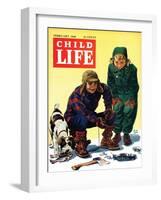 Ice Fishing - Child Life, February 1946-Keith Ward-Framed Giclee Print