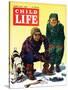 Ice Fishing - Child Life, February 1946-Keith Ward-Stretched Canvas