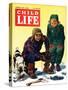 Ice Fishing - Child Life, February 1946-Keith Ward-Stretched Canvas