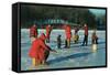 Ice Fishing in Red-null-Framed Stretched Canvas