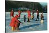 Ice Fishing in Red-null-Stretched Canvas