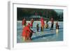 Ice Fishing in Red-null-Framed Premium Giclee Print