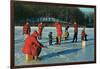 Ice Fishing in Red-null-Framed Art Print