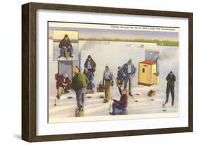 Ice Fishing, Lake Erie, Ohio-null-Framed Art Print