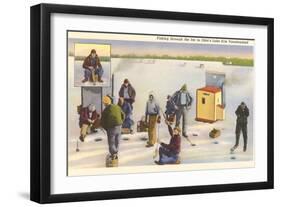 Ice Fishing, Lake Erie, Ohio-null-Framed Art Print