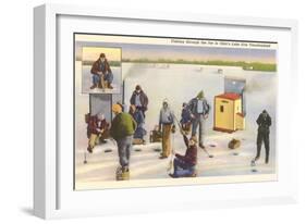 Ice Fishing, Lake Erie, Ohio-null-Framed Art Print