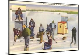 Ice Fishing, Lake Erie, Ohio-null-Mounted Art Print