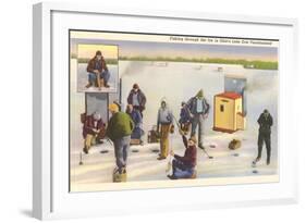 Ice Fishing, Lake Erie, Ohio-null-Framed Art Print