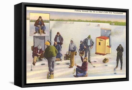 Ice Fishing, Lake Erie, Ohio-null-Framed Stretched Canvas
