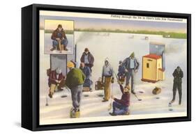 Ice Fishing, Lake Erie, Ohio-null-Framed Stretched Canvas