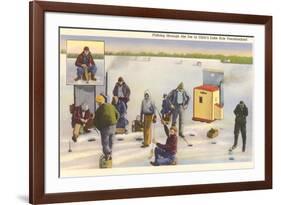 Ice Fishing, Lake Erie, Ohio-null-Framed Premium Giclee Print