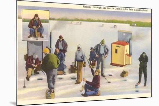 Ice Fishing, Lake Erie, Ohio-null-Mounted Premium Giclee Print