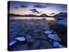 Ice Flakes Drifting Against the Sunset in Tjeldsundet Strait, Troms County, Norway-Stocktrek Images-Stretched Canvas