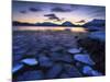 Ice Flakes Drifting Against the Sunset in Tjeldsundet Strait, Troms County, Norway-Stocktrek Images-Mounted Photographic Print