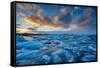 Ice floating on Jokulsarlon glacial lake, Vatnajokull glacier-Terry Whittaker-Framed Stretched Canvas