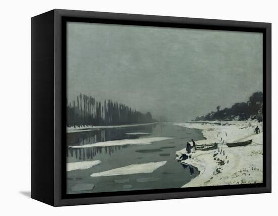 Ice Floes on the Seine at Bougival, Around 1867-Claude Monet-Framed Stretched Canvas