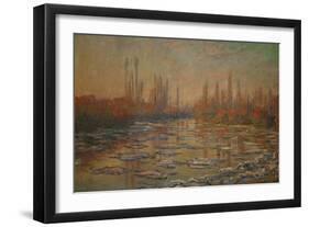 Ice Flows on the Seine, 1880-Claude Monet-Framed Giclee Print