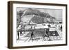 Ice Gathering on the Hudson River Near New York, USA, 1875-null-Framed Giclee Print