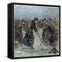 Ice Hockey : a ladies match on the lake in Wimbledon Park (later colouration)-Arthur Hopkins-Framed Stretched Canvas