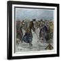 Ice Hockey : a ladies match on the lake in Wimbledon Park (later colouration)-Arthur Hopkins-Framed Giclee Print