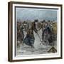 Ice Hockey : a ladies match on the lake in Wimbledon Park (later colouration)-Arthur Hopkins-Framed Giclee Print