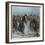 Ice Hockey : a ladies match on the lake in Wimbledon Park (later colouration)-Arthur Hopkins-Framed Giclee Print