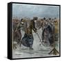 Ice Hockey : a ladies match on the lake in Wimbledon Park (later colouration)-Arthur Hopkins-Framed Stretched Canvas