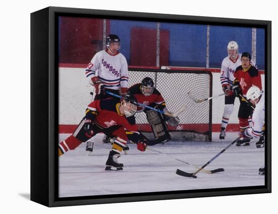 Ice Hockey Game Action-null-Framed Stretched Canvas