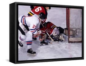 Ice Hockey Game Action-null-Framed Stretched Canvas